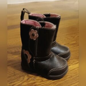 Garanimals Brown Kids Boots with Pink Flowers - Size 2